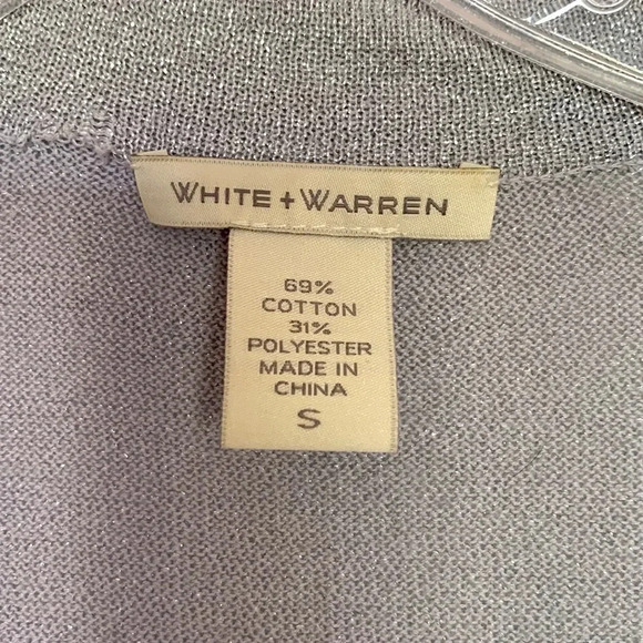 Womens WHITE+WARREN silver buttonless tiny cardigan size small - Picture 3 of 5